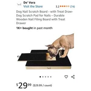 Dog Nail Scratch Board with Treat Drawer Durable Wooden Filing Board